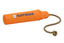 RUFFWEAR Lunker Floating Throw Toy - Dog Toy for Active Dogs, Strong Material with Rope Handle, Easy to Throw Tugger Game, Floats in Water, Outdoor Pet Boredom Breaker, Campfire Orange