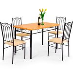 NAFORT Dining Table Set for 4, Vintage 5 Piece Kitchen Table Chairs Set of 4, Rectangular Dinner Table with Upholstered Chairs, Metal Frame for Dorm Bar Kitchen Dining Room