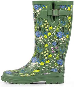landchief Rain Boots for Women, Waterproof Ladies Tall Knee High Rubber boots,Comfort Garden Boots Anti-Slip Mid Heel Women Rain Shoes Outdoor, Green, 11