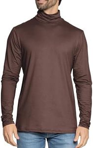 STRETCH IS COMFORT Men's Long Sleeve Turtleneck Brown Medium