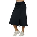 beroy Women Skirted Leggings with Pockets,Skirt with Leggings Attached for Women, All Black, Small