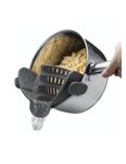 Denmate Snap N Strain Pot Strainer and Pasta Strainer - Adjustable Silicone Clip On Strainer for Pots, Pans, and Bowls, BPA Free, Dishwasher Safe - Kitchen Colander - (Grey)