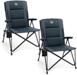 TIMBER RIDGE Camping Chair 2 Set for Adults Heavy Duty, Oversized Folding Chair Padded with High Back & Cup Holder Comfy 150kg, Portable Garden Beach Fishing outdoor Picnic Dining