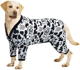 CuteBone Big Dog Clothes Pitbull Golden Retriever Post Surgery Suit Stretchy Calming Anxiety Pet Pajamas Shirts Shedding Suits Onesie for Medium/Large Sized Dogs Labrador Bully ZP16L