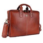 HAMMONDS FLYCATCHER Genuine Leather Office Bag for Men - Laptop Bag for Men - Padded Laptop Compartment - Fits 14 Inch Laptop - Adjustable Strap - Leather Bag for Men - 1 Year Warranty - Tan