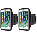 2 Pack Armband Sweatproof Running Armbag Gym Fitness Workout Cell Phone Case Key Holder Compatible with iPhone X Xs,8 7 6 6S 8, 7,6S,SE,5S,5C,5,4S,4,GalaxyS9,S8,S7,S6,Phone Diagonal 4.0"~5.2"-Black