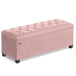 SONGMICS Storage Ottoman Bench, Foot Rest with Legs, 15.7 x 43 x 15.7 Inches, End of Bed Bench, Storage Chest, Load up to 660 lb, for Living Room, Bedroom, Entryway, Jelly Pink ULSF089R01