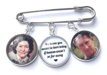 Memorial Pin Double Photo Memory Brooch With Quote Charm. Wedding Day Gift For Bride Or Groom