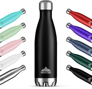 Mont-Clair H2O Gourde isotherme - Bouteille isotherme sans BPA - Gourde inox 500ML, 24h froid & 12h chaud - Bouteille d'eau en acier - 500ML, Noir