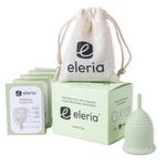 Eleria Menstrual Cup | Green | 100% Medical Grade Silicone Period Cup - Heavy to Medium Flow, Soft & Comfortable, Easy Insertion & Removal