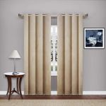 STYLOCASA Suede Velvet Plain Blackout Door Curtains for Living Room Bedroom Thermal Insulated Room Darkening Curtain - 11 Feet Long, Ivory, Set of 2 Pieces