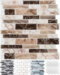 LONGKING 10-Sheet Peel and Stick Tile Backsplash, Vinyl 3D Self-Adhesive Tile Stickers for Kitchen, Bathroom, Counter Top, Marble 77