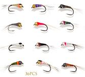 Outdoor Planet 36 Effictive Perdigon Nymphs Fly Fishing Flies Assortment| Trout and Grayling Fishing Lure