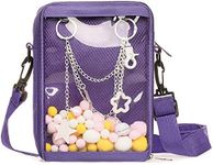 KOOIJNKO Ita Bag Small Clear Crossbody Bag Mini DIY Transparent Shoulder Messenger Bag, Purple, One_Size