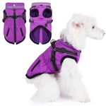 Warm Dog Coat with Harness Built-in Adjustable Dog Winter Coat Reflective Dog Winter Jacket with Zipper Dog Cold Weather Coat Soft Dog Snowsuit for Small Medium Dogs