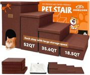Zerbuger Dog Stairs with Condo 23" H, 4-Step Wider Dog Steps for High Beds Window, Folding Storage Pet Stairs Gift for Small/Medium/Large Old Dogs Cats, Ramp for Climbing Car Hold Up to 200 lbs, Brown