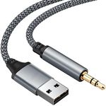 USB to 3.5mm TRS Audio Jack Adapter, TUNGHEY USB Male to 3.5mm Male AUX Stereo Audio Cord, Compatibility with Laptop, Speaker, Windows,Not Applicable to Charging and MP3, Car, TV USB Ports (1.5M)