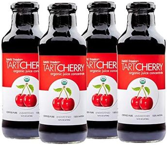 TAHITI TRADER Tart Cherry Juice Concentrate - Ready to Drink Organic Superfood Promoting Immune Support & Overall Health - Pure, Unsweetened Fruit Juice - (16 oz, 4 Pack)