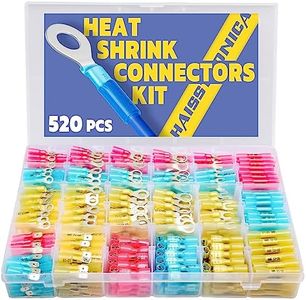 haisstronica 520PCS Marine Grade Heat Shrink Wire Connectors-Electrical Connectors Kit of Tinned Red Copper,16-14 22-16 12-10 Gauge Crimp Insulated Ring Fork Spade Butt Splices(3Colors/24Size)