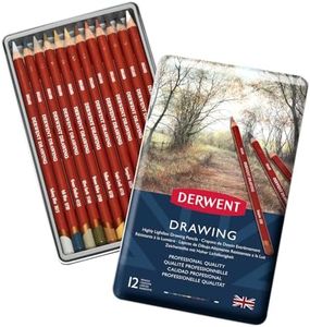 Derwent Drawing Pencils, Set of 12 in Tin, 5mm Round Core, Premium Core Strength, Creamy Texture, Ideal For Fine Art Drawing & Colouring, Professional Quality, 700671