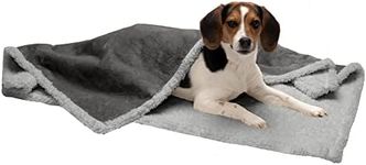 Furhaven Waterproof & Self-Warming Throw Blanket for Dogs & Indoor Cats, Washable & Reflects Body Heat - Soft-Edged Terry & Sherpa Dog Blanket - Silver Gray, Medium