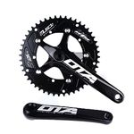 SENQI Bicycle Chain Wheel Fixed Gear 48T Aluminum Alloy CNC Cycling Racing Bike Accessories with Crank(Black)