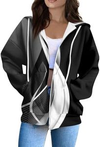 JXKIKOZE Hoodies for Women;Zip Up Oversized Sweatshirts Fall Fashion Outfits Casual Jackets 2025 Winter Clothes with Pocket;05-Black Small