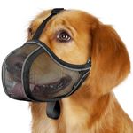 Mayerzon Dog Muzzle to Prevent Biting Scavenging Chewing, Soft Mesh Puppy Muzzles for Medium Large Sized Dogs, Breathable, Reflective, Adjustable Mouth Guard for Grooming Walking Training (Black, L)