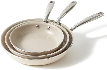 Redchef Non Stick Frying Pan Set, Ceramic Pan 20 24 28cm, Skillet Set 8-11" for Cooking with Stainless Stay Cool Handle, No PFAS & PTFE & PFOA, Oven Safe (Beige)