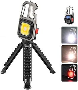 SupBri COB Keychain Work Light, Rechargeable Keychain Flashlights 6 Light Modes, 1000Lumens Led Keychain Light with Bottle Opener Collapsible Bracket Tool Set (Square)