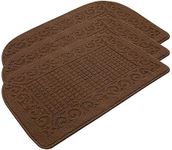 COSY HOMEER 32X20 Inch Anti Fatigue Kitchen Rug Mats are Made of 100% Polypropylene Half Round Rug Cushion Specialized in Anti Slippery and Machine Washable,Brown(3 pcs)