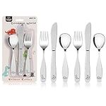 Lehoo Castle Kids Utensils, Stainless Steel Toddler Utensils, Dino Toddler Silverware Set Includes Forks, Spoons, Knives, Toddler Fork and Spoon Set(Dinosaur x 6)