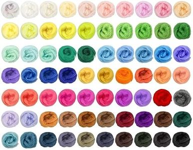 UXCELL 70 Colors 7.4Oz Needle Felting Wool Yarn Roving - Nature Fibre Wool Yarn Supplies DIY Craft Materials, 3g/Pack