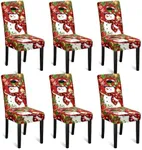 U'Artlines Christmas Chair Covers Set of 6, Removable Washable Merry Christmas Dining Chair Seat Covers Stretch Protector Slipcovers for Dining Room Kitchen Holiday Party Decor, Snowman