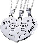 Stainless Steel Friendship Best Friends Forever Messages Puzzle Necklaces Sets of 3,with Chains Included