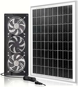 25W Solar Exhaust Fan for Shed,Chicken Coop,Attic & Greenhouse,3 Solar Powered Ventilation Fan Kit for Cooling Intake or Exhaust Air, 3500RPM, 15FT Cord,IP67 Waterproof