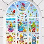 HiloPack Gnome Summer Window Clings Decorations, 9 Sheets Window Decals for Glass Windows Double-Sided Hawaii Beachy Summer Window Stickers for Home Classroom Shop Car Party Decor Supplies (Fridge)