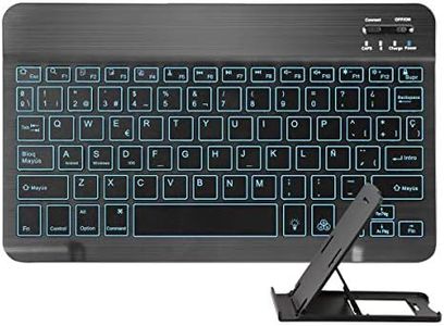 Feelkaeu Teclado Inalámbrico, Teclado Español Ñ para iPad/Samsung/iPhone Tablet Retroiluminado, Teclado Bluetooth Recargable Portátil QWERTY para iOS, Windows, Android