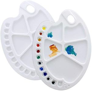 U.S. Art Supply 17-Well Artist Painting Palette (Pack of 2) - Plastic Artist Paint Color Mixing Trays - Art Students, Classroom, Class Craft Projects, Party Events - Acrylic, Oil, Watercolor