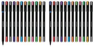 Pentonic Gel Pen With Hard Box Case | 0.6 mm-1.0 mm | Waterproof Gel Ink, Sleek Matt Finish Body | Comfortable Grip For Effortless Writing Experience | Multicolor Ink, Black Body, Pack Of 20 Pens