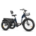 ADDMOTOR Electric Trike for Adults, 750W Rear Motor UL2849 Certified Grandtan II Electric Tricycle, 85MI 48V 20AH, 450lbs, Fat Tire 3 Wheel Electric Bike, Etrike, Differential, Parking Brake Dark Blue