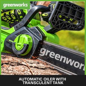 Greenworks 12" Cordless Chainsaw – 40V, Auto-Oiler, 2Ah Battery & Charger