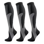 YUEDGE Compression Socks for Men Size 9-12 UK Best Support for Athletic Circulation Running Flight Travel Cycling Nurses, 3 Pairs