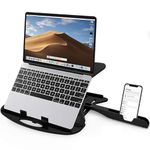 Radiant Adjustable Laptop Tabletop Stand Patented Riser Ventilated Portable Foldable Compatible with MacBook Notebook Tablet Tray Desk Table Book with Free Phone Stand (Black)