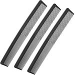 3 Pack Black Carbon Barber Fiber Cutting Comb,Fine Tooth Hair Comb,Hairdressing Styling Combs,Heat Resistant Combs,Styling Combs for Salon (Style G)