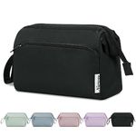 Narwey Large Makeup Bag Wide-Open Zipper Pouch Travel Wash Bag Toiletry Bag Cosmetic Organizer for Women (Black)