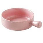 Nestasia Ceramic Pink Snack Bowl with Handle | Microwave & Dishwasher Safe Serving Bowl Perfect for Snacks, Noodles, Salads, Soup, Baking (600ml)