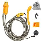 WOLFWILL Latest Camping Shower Portable Travel Shower Outdoor,5m DC Line Camping Shower Head Plug into 12V Car Adapter,Outdoor Shower with 2 Meters hose for Camping Hiking Bike Car Washing