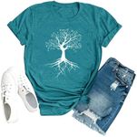 Anbech Womens Life Tree T-Shirt Plant Graphic Tees Natural Print Short Sleeve Flower Tops (Green, M)