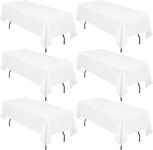 LYAFS 6 Pack White Rectangle Tablecloth 140x240cm Washable Polyester Fabric Stain and Wrinkle Resistant Not fading Dining Table Cover for Wedding Party Banquet Restaurant Buffet Camping